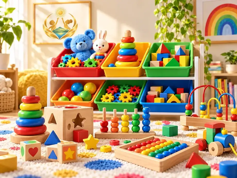 Colourful children’s books puzzles and learning toys